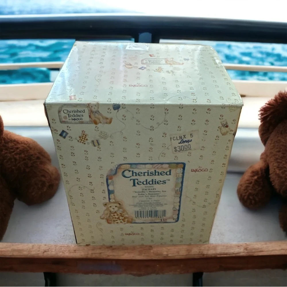 VINTAGE ~ Cherished Teddies ~ ZACHARY ~ Bear with Sail Boat Figurine